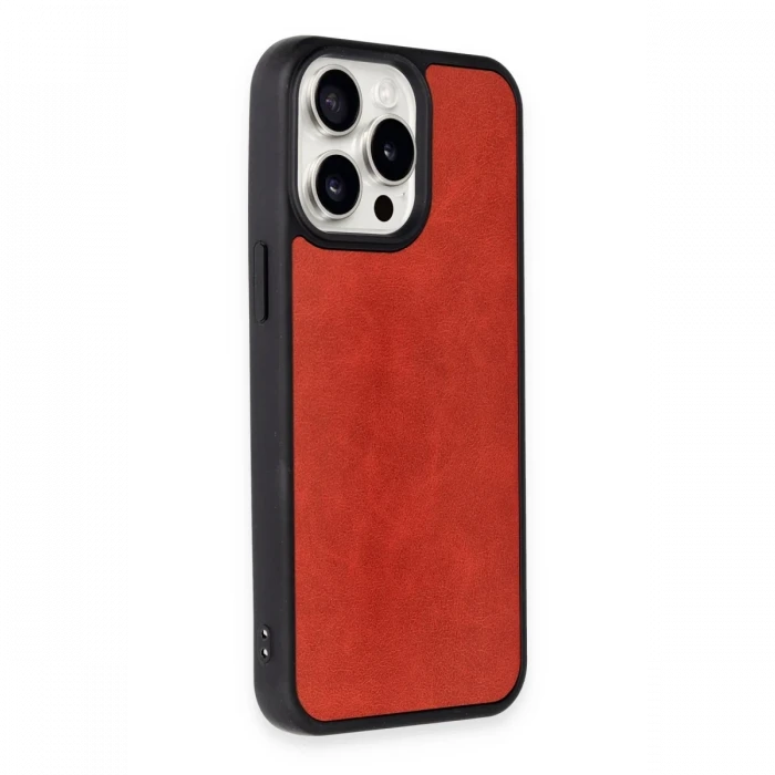 Apple iPhone 15 Pro Max Kılıf Aras Deri Kapak - Kırmızı