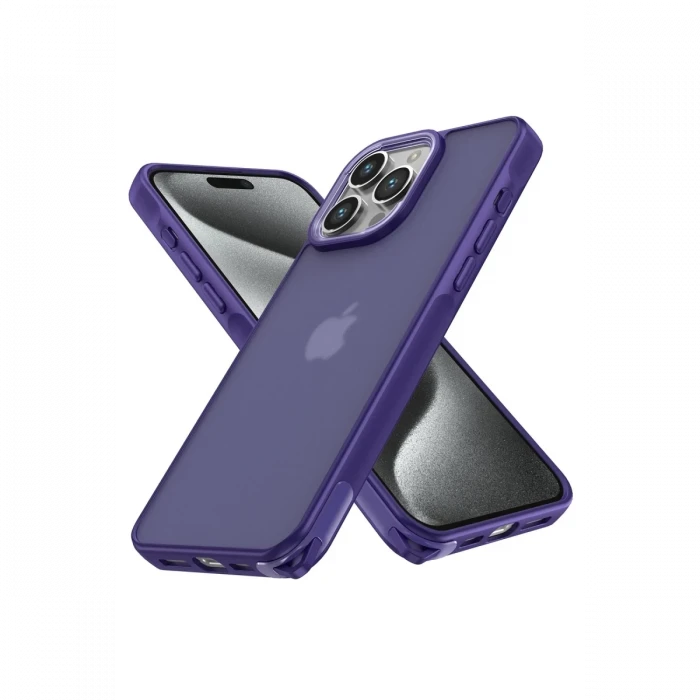 Apple iPhone 15 Pro Max Kılıf Elegant Kapak - Derin Mor