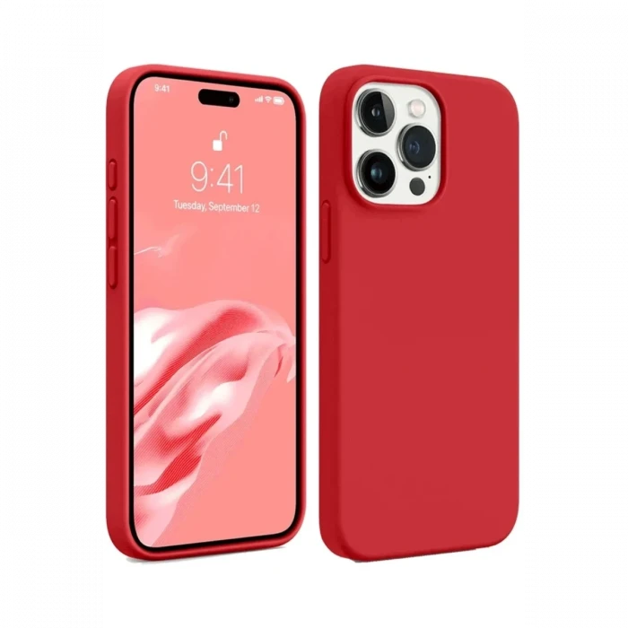 Apple iPhone 15 Pro Max Kılıf First Silikon - Kırmızı