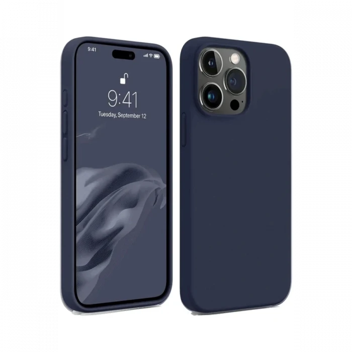 Apple iPhone 15 Pro Max Kılıf First Silikon - Lacivert
