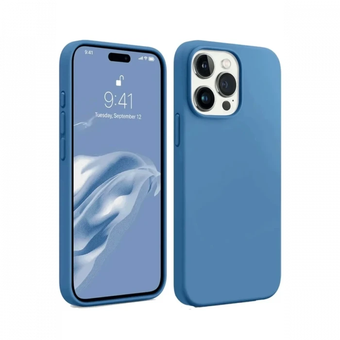 Apple iPhone 15 Pro Max Kılıf First Silikon - Mavi