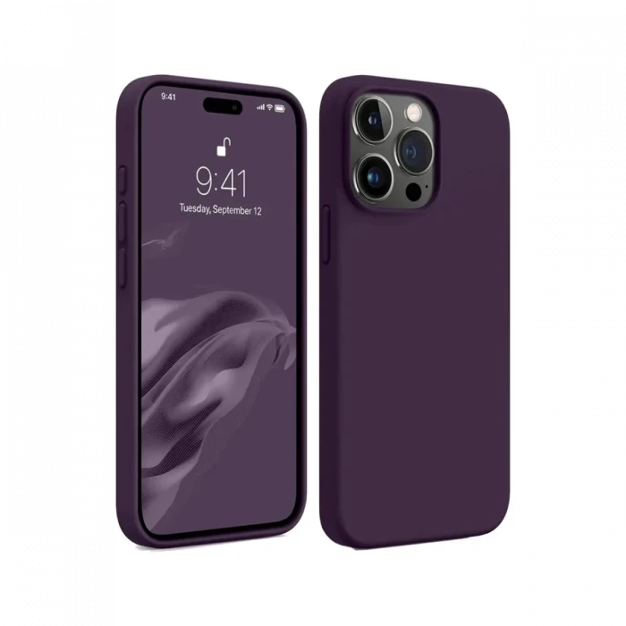 Apple iPhone 15 Pro Max Kılıf First Silikon - Mürdüm