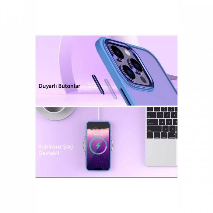 Apple iPhone 15 Pro Max Kılıf Power Silikon - Lila