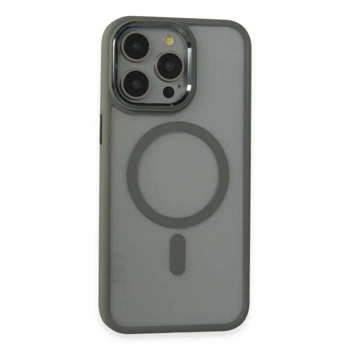 Apple iPhone 15 Pro Max Kılıf Room Magneticsafe Silikon - Gri