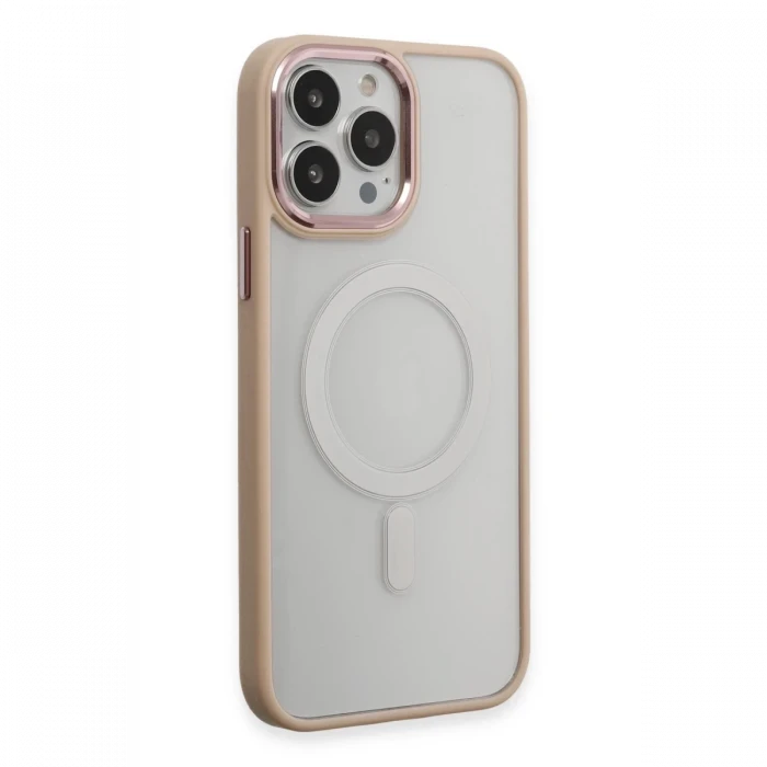 Apple iPhone 15 Pro Max Kılıf Room Magneticsafe Silikon - Pudra