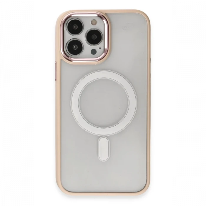 Apple iPhone 15 Pro Max Kılıf Room Magneticsafe Silikon - Pudra