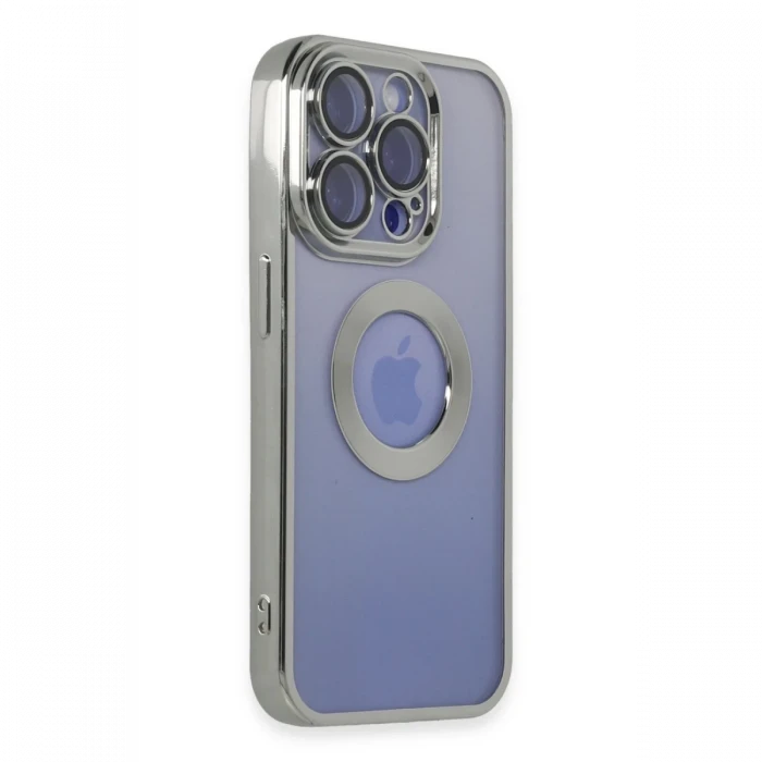 Apple iPhone 15 Pro Max Kılıf Slot Silikon - Gümüş