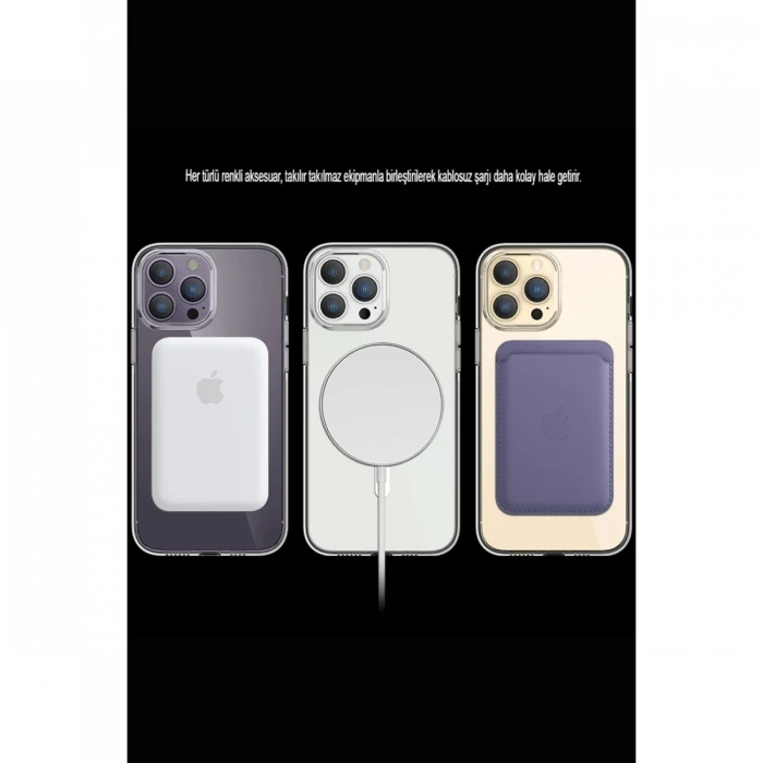 Apple iPhone 15 Pro Max Kılıf Tron Şeffaf Magsafe Kapak - Şeffaf