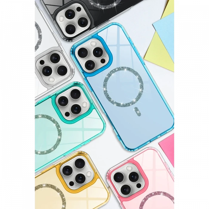 Apple iPhone 15 Pro Max Live Diamond Magsafe Kapak - Pembe