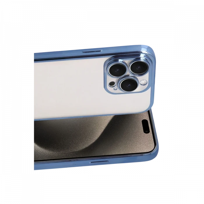 Apple iPhone 15 Pro Max Razer Lensli Silikon - Açık Mavi