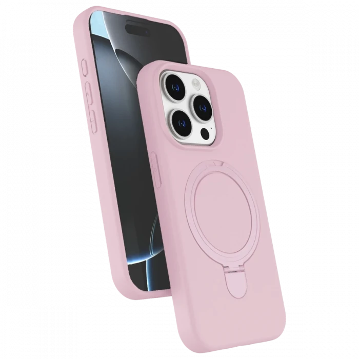 Apple iPhone 15 Pro Max Regal Magsafe Standlı Kapak - Açık Pembe