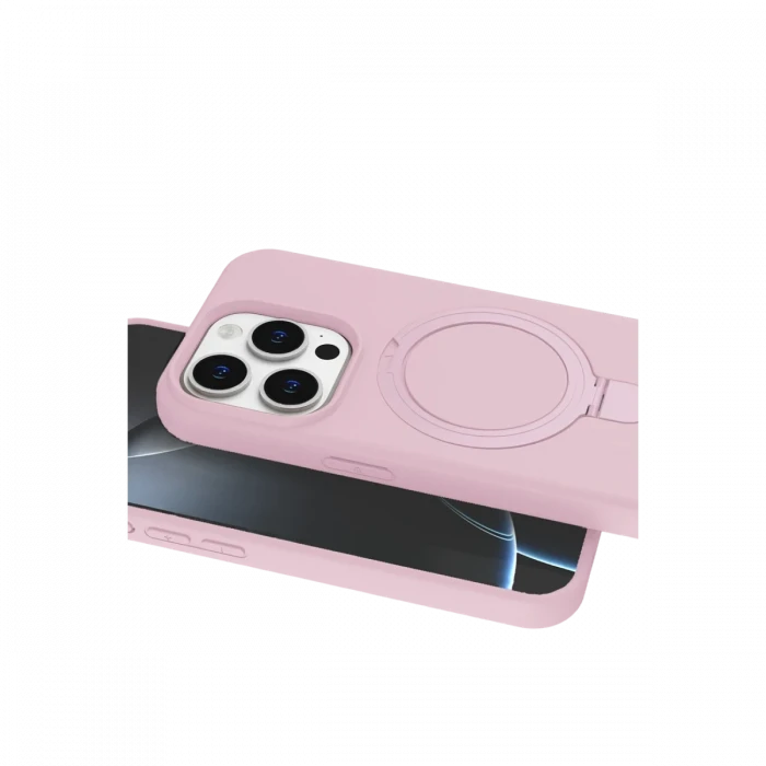 Apple iPhone 15 Pro Max Regal Magsafe Standlı Kapak - Açık Pembe
