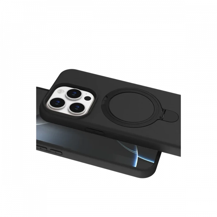 Apple iPhone 15 Pro Max Regal Magsafe Standlı Kapak - Siyah