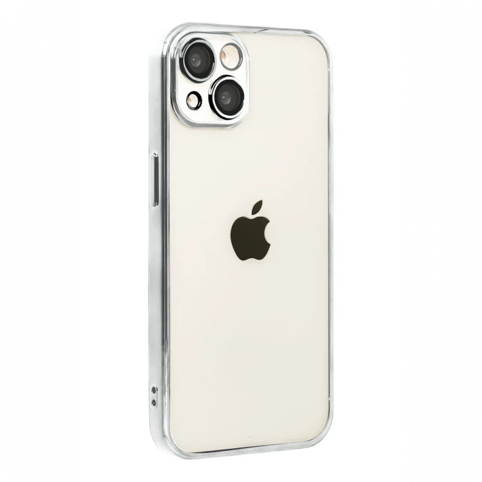 Apple iPhone 15 Razer Lensli Silikon - Gümüş