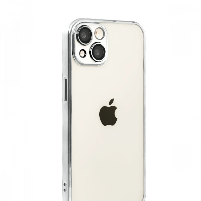 Apple iPhone 15 Razer Lensli Silikon - Gümüş