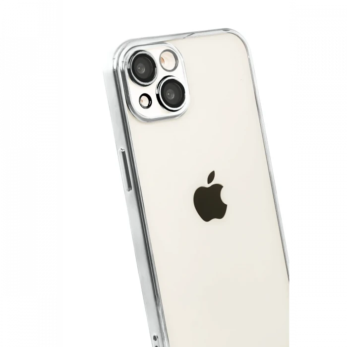 Apple iPhone 15 Razer Lensli Silikon - Gümüş
