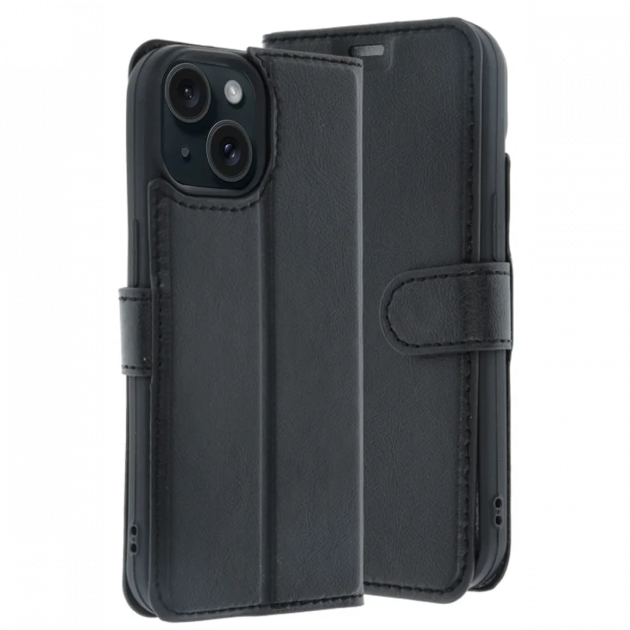 Apple iPhone 15 Trend S Plus Kapaklı Kılıf - Siyah