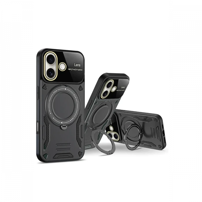 Apple iPhone 16 Kılıf Joy Lens Standlı Kapak - Mor