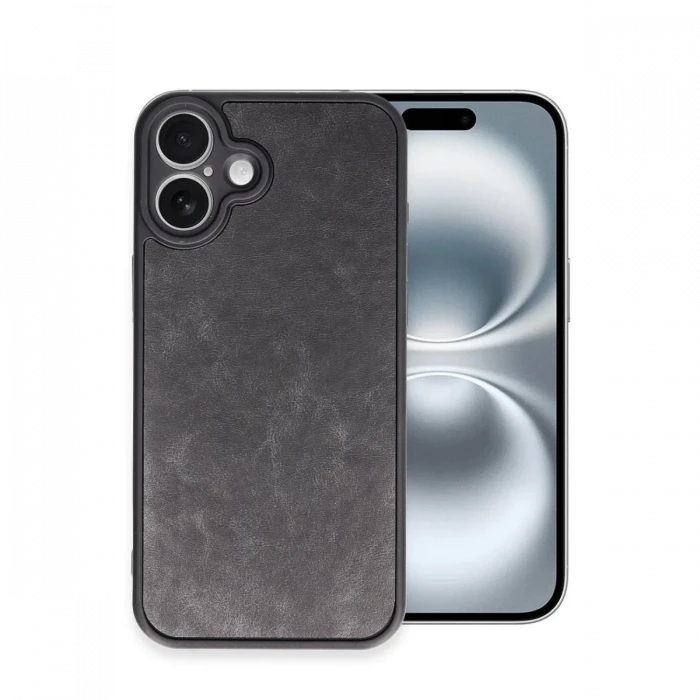 Apple iPhone 16 Plus Kılıf Aras Deri Kapak - Siyah