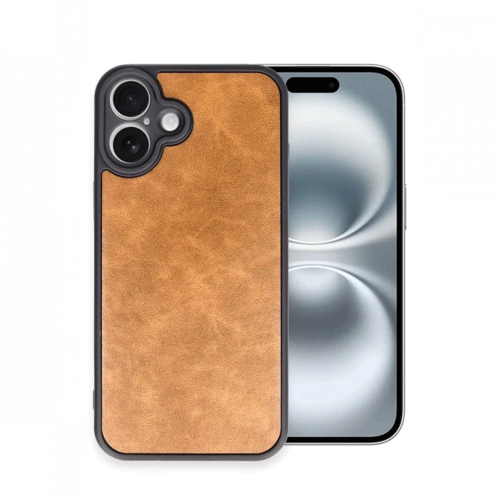 Apple iPhone 16 Plus Kılıf Aras Deri Kapak - Taba