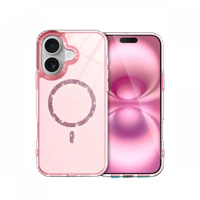 Apple iPhone 16 Plus Live Diamond Magsafe Kapak - Pembe