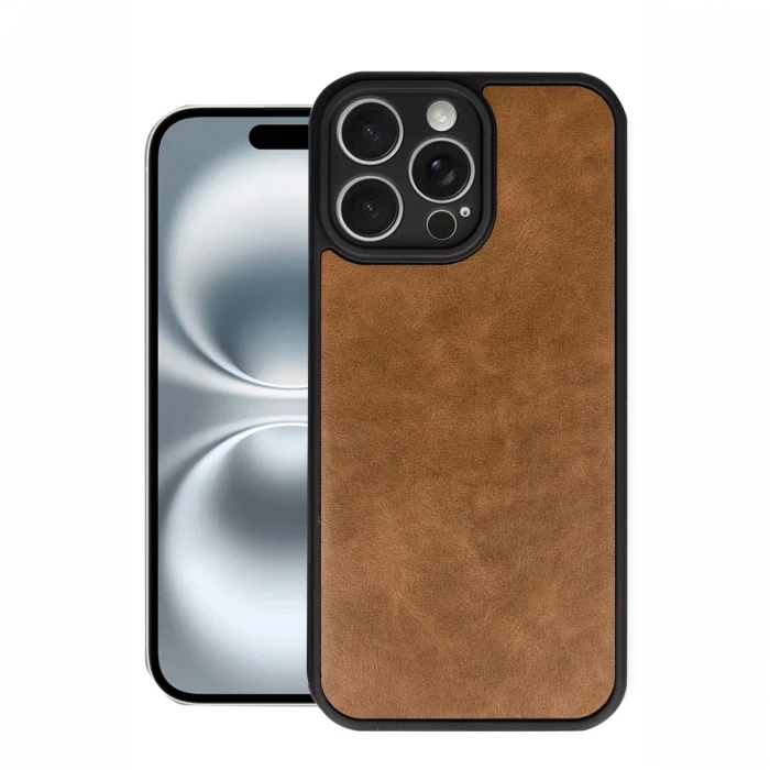 Apple iPhone 16 Pro Kılıf Aras Deri Kapak - Taba