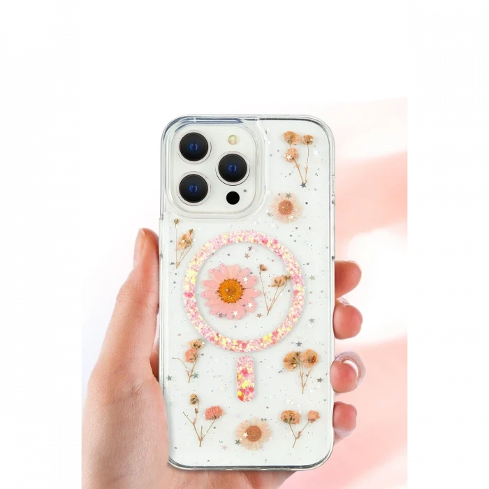Apple iPhone 16 Pro Kılıf Daisy Simli Magsafe Kapak - Mor
