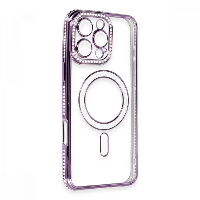 Apple iPhone 16 Pro Kılıf Joke Simli Magneticsafe Kılıf - Derin Mor