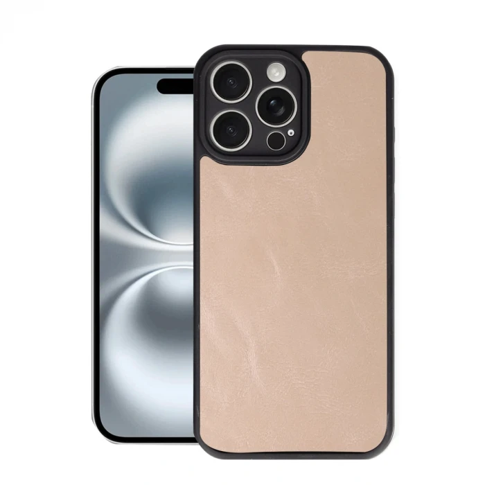 Apple iPhone 16 Pro Max Kılıf Aras Deri Kapak - Pudra
