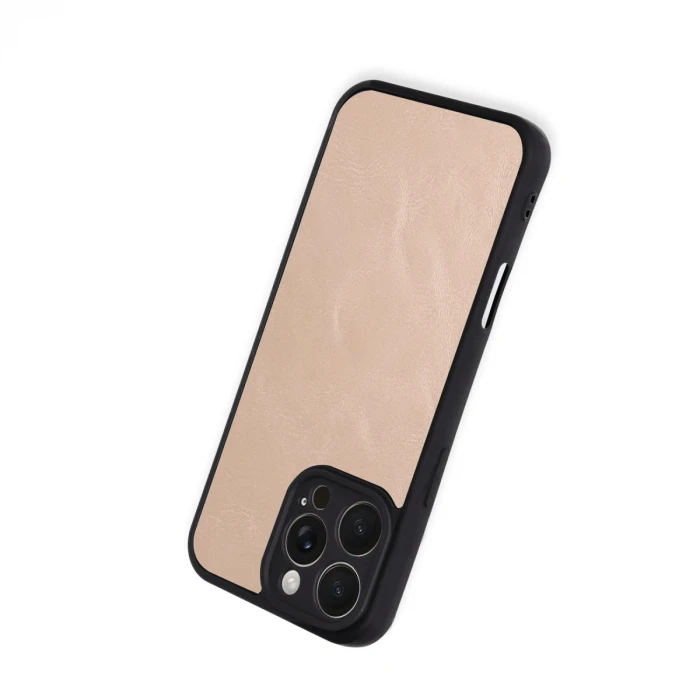 Apple iPhone 16 Pro Max Kılıf Aras Deri Kapak - Pudra