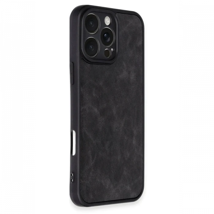 Apple iPhone 16 Pro Max Kılıf Aras Deri Kapak - Siyah