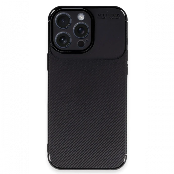 Apple iPhone 16 Pro Max Kılıf Auto Focus Karbon Kapak - Siyah