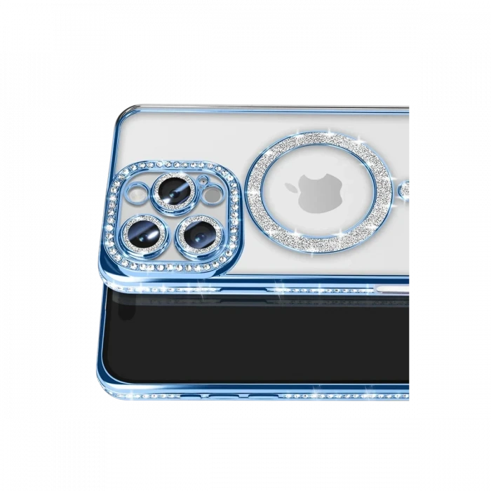 Apple iPhone 16 Pro Max Kılıf Joke Simli Magneticsafe Kılıf - Mavi