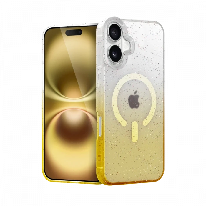 Apple iPhone 16 Pummel Shiny Magsafe Kapak - Gold