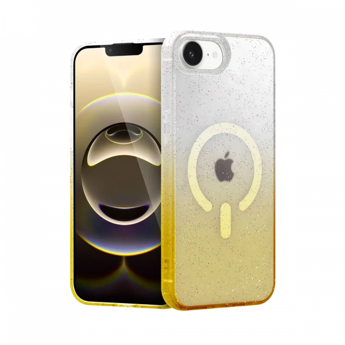 Apple iPhone 16E Pummel Shiny Magsafe Kapak - Gold