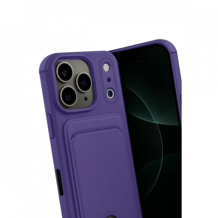 Apple iPhone 17 Pro Kelvin Kartvizitli Silikon - Derin Mor