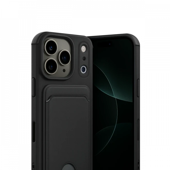 Apple iPhone 17 Pro Kelvin Kartvizitli Silikon - Siyah