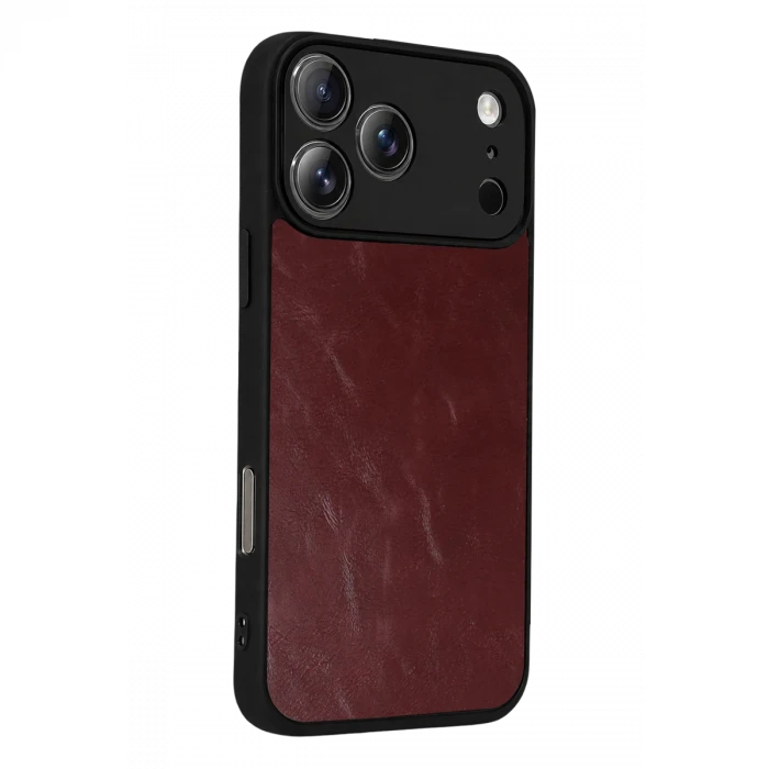 Apple iPhone 17 Pro Max Aras Deri Kapak - Bordo