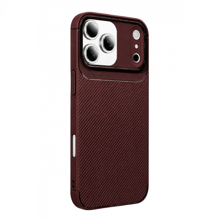 Apple iPhone 17 Pro Max Auto Focus Karbon Kapak - Bordo