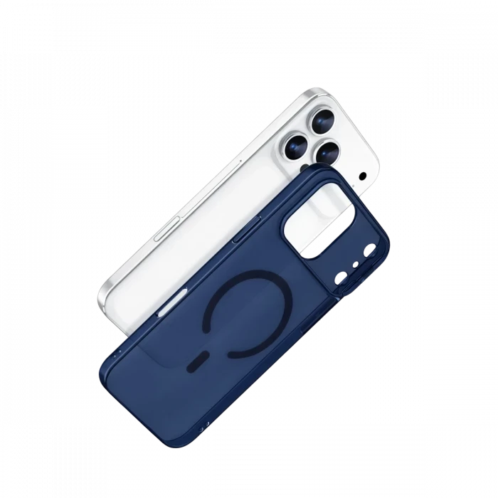 Apple iPhone 17 Pro Max Combo Sert Şeffaf Magsafe Kapak - Mavi