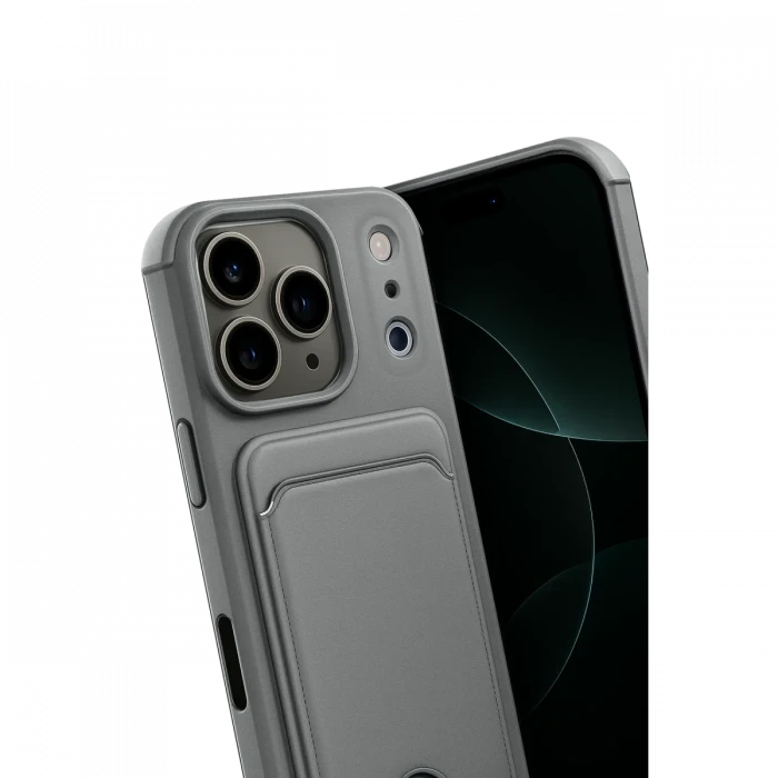 Apple iPhone 17 Pro Max Kelvin Kartvizitli Silikon - Gri
