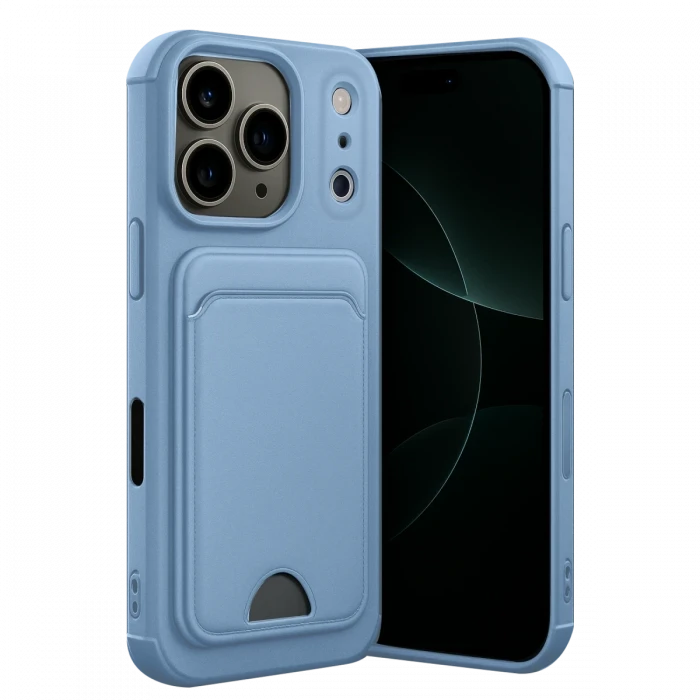 Apple iPhone 17 Pro Max Kelvin Kartvizitli Silikon - Mavi