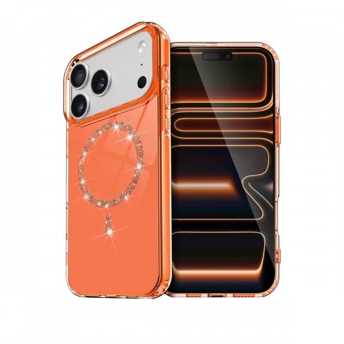 Apple iPhone 17 Pro Max Live Diamond Magsafe Kapak - Turuncu