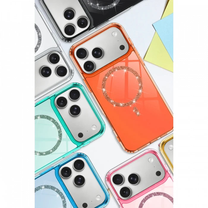 Apple iPhone 17 Pro Max Live Diamond Magsafe Kapak - Turuncu
