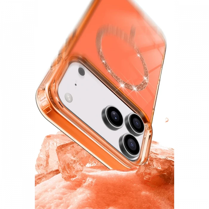 Apple iPhone 17 Pro Max Live Diamond Magsafe Kapak - Turuncu
