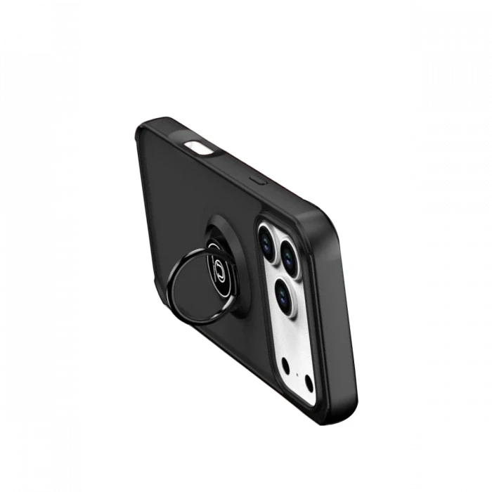 Apple iPhone 17 Pro Max Montreal Yüzüklü Silikon Kapak - Siyah