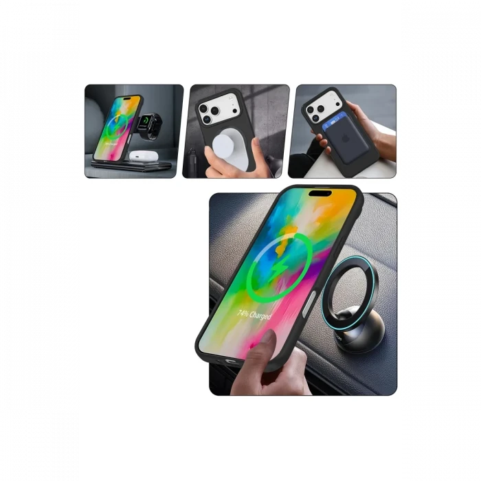 Apple iPhone 17 Pro Max Regal Magsafe Standlı Kapak - Siyah