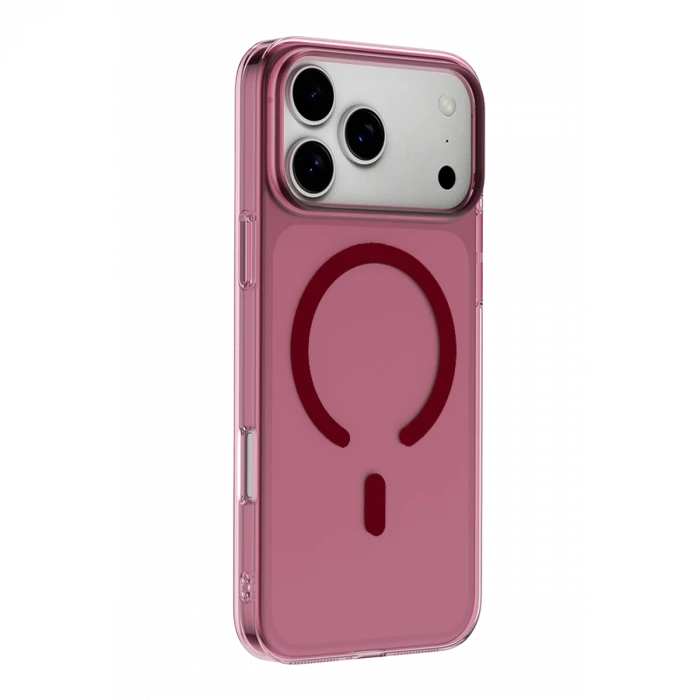 Apple iPhone 18 Pro Max Combo Sert Şeffaf Magsafe Kapak - Bordo