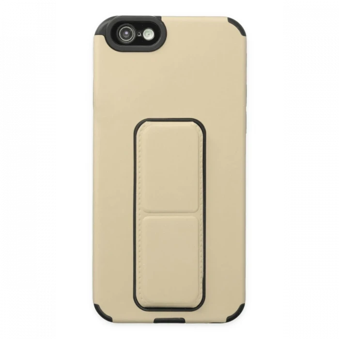 Apple iPhone 6 Kılıf Mega Standlı Silikon - Gold