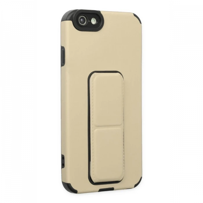 Apple iPhone 6 Kılıf Mega Standlı Silikon - Gold